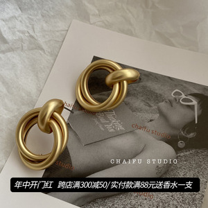 Chaifu studio /R517 INS风夸张巴洛克金属质感气质圆圈耳钉耳夹