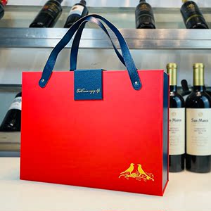 紅色酒包裝皮禮盒高檔通用雙支裝葡萄酒空盒新年送禮紅酒手提袋子