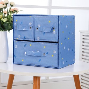 箱包三层桌面收纳盒折叠牛津布收纳箱内衣内裤袜子整理盒