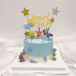 烘焙生日蛋糕摆件装饰海绵宝宝玩偶动漫卡通人偶儿童生日派对玩具