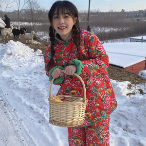 炸街东北大花棉袄爆款小花棉袄