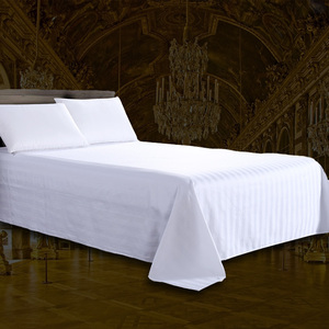 宾馆酒店床单单件纯棉纯白色民宿足浴全棉缎条床笠床垫套床品