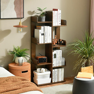 实木书架现代简约创意落地置物架窄书柜学生收纳客厅卧室靠墙架子