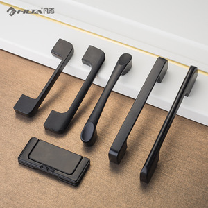 批发简约黑色铝合金把手 美式橱柜拉手 欧式现代柜门太空铝拉手