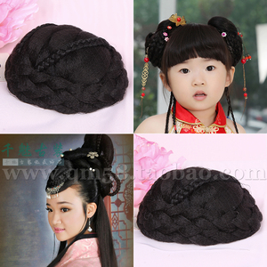 古装汉服假发包影楼写真造型儿童丫环发髻假发新娘额前丸子头花苞