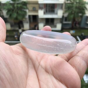 巴西纯天然特色飘花玛瑙手镯中宽加厚冰透女礼批原石无烧玉髓