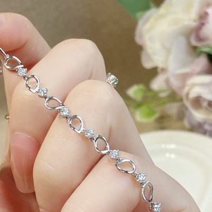 典当行品牌珠宝首饰18k白金镶嵌圆形钻石时尚女款简约款手链w6245