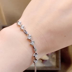 典当行正品钻石镶嵌优雅au750白金18k钻石手链真钻真金女款h 1032