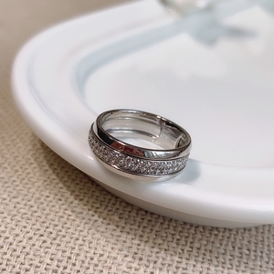 典当行专柜正品老品牌双排钻石戒指双圈活动戒指18k钻戒 hjz3144