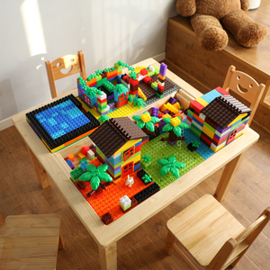 儿童积木桌子幼儿园实木桌椅宝宝多功能兼容乐高玩具桌益智游戏桌