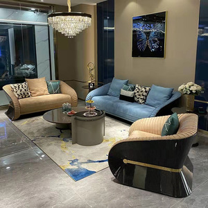 新款意式轻奢沙发现代简约客厅磨砂真皮家具组合别墅套房高端家私