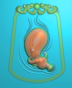 牌头水牛 精雕图 浮雕图 灰度图art 玉石雕 木雕图 电脑雕刻图