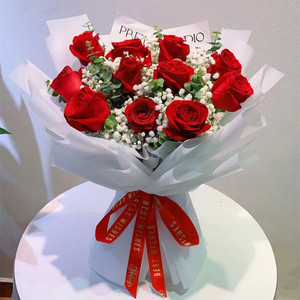 七夕节11朵红玫瑰花束新疆和田喀什昌吉博乐库尔勒市同城速递配送