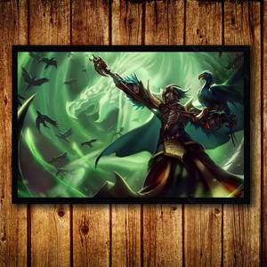 lol英雄联盟装饰画策士统领斯维因海报有框画游戏主题餐厅壁挂画