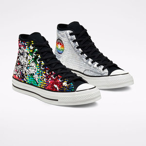 匡威converse pride chuck70亮片鸳鸯彩虹标女士高帮板鞋正品代购