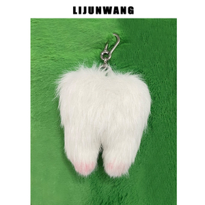 LIJUNWANG 独立设计  白色毛毛咬人的猫的牙  挂件