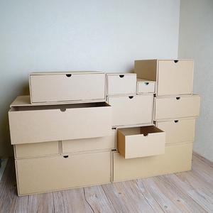 牛皮纸箱抽屉式收纳盒杂物收纳盒鞋子衣服收纳盒抽拉式纸盒首饰盒