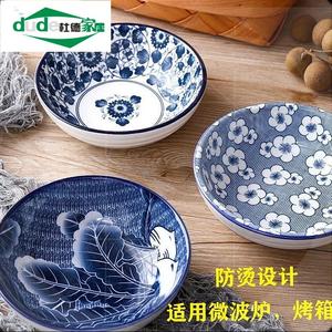の陶瓷碗家用套装和风釉下彩浅口碗米饭碗个性创意日式景德镇餐具