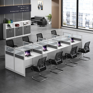 职员办公桌椅组合四人位屏风员工桌简约现代电销卡座六人隔断工位