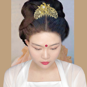 唐朝仕女发髻发梳发冠大菊枝梳子发簪古风头饰坦领汉服大菊枝发钗