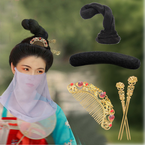 唐风汉服发饰梦华录灵蛇发髻头饰琉璃发梳牡丹花发簪唐簪刻纹发钗