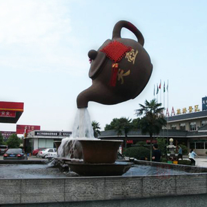 玻璃钢天壶雕塑悬空流水树脂茶壶喷泉户外茶楼中式庭院景观摆件