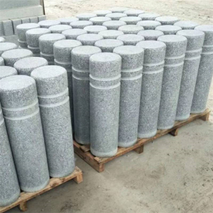 直销天然灰色花岗岩板石材阻车石柱大理石圆柱球路障档车止石立柱