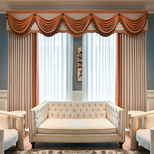 客厅窗帘轻奢奶茶法式卧室温馨大气拼接奢华意式幔头高端欧式居林