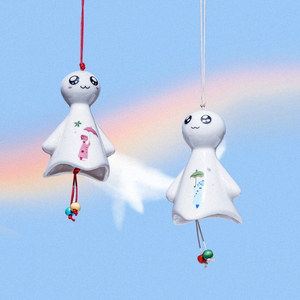 晴天娃娃风铃日式小清新车载挂件女生卧室吊坠挂门陶瓷生日礼物