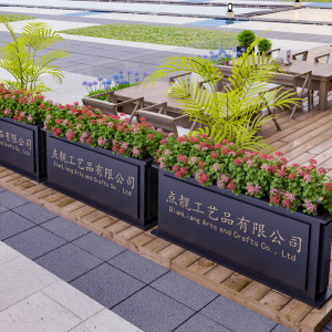 室外铁艺种植花箱餐厅广场围栏隔断柜定制长方形花盆花坛花槽组合