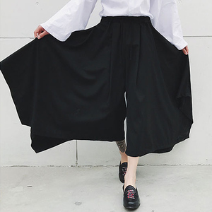 日本休闲改良男和服袴裤不规则阔腿裤男女裙裤日式肥腿裤裙甩裤