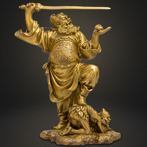 善缘堂 钟馗像钟魁铜像斩妖黄铜居家客厅工艺品精品摆件大号小号