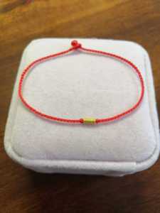 幸运环十全十美 999黄金小圈手绳手链精美低调转运红绳