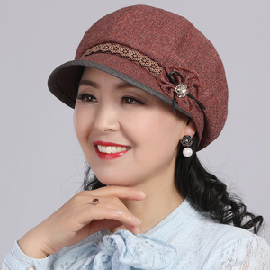 女式帽子妈妈秋款时尚中老年女薄款秋季女士春秋老年人夏天八角帽