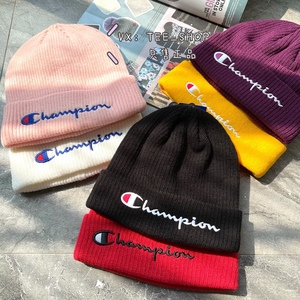 正品champion帽子美版草写刺绣冷帽秋冬新款情侣保暖针织毛线帽