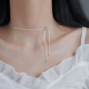 925纯银蛇骨颈链可调节抽拉小众设计感夏天项圈高级choker锁骨链
