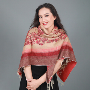 新疆披肩厚围巾女士仿羊绒大方巾保暖空调披肩新款高档双面民族风