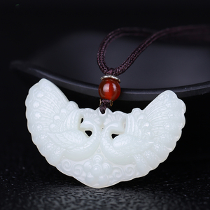 新疆天然和田玉孔雀开屏吊坠男女玉石双面雕刻孔雀挂件玉坠玉佩