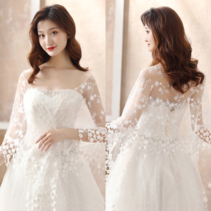 新娘披肩韩版婚纱披肩白色新款薄款纱斗篷遮胳膊蕾丝披肩