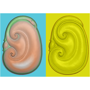 新款福豆精雕图翡翠玉雕浮雕图如意电脑雕灰度图观音叶子如意66