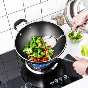 炒锅煤气灶专用老式家用炒菜铁锅平底电磁炉液化天然气燃气灶适用