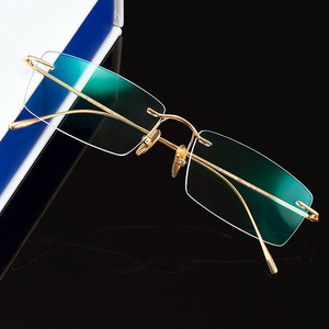 无框近视眼镜男女超轻b钛 金丝无边框纯钛眼镜架一体全金属眼镜框