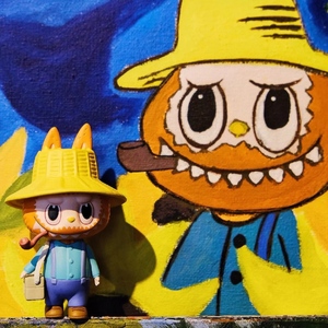 popmart泡泡玛特labubu精灵艺术美术馆盲盒确认款拉布布梵高现货