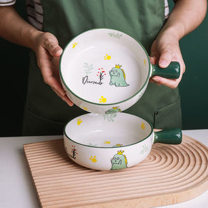 可爱陶瓷带手柄泡面碗家用个人专用餐具水果沙拉碗汤碗盘子手把碗