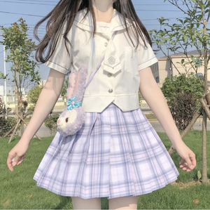 现货【星纱】软妹jk制服裙 正统日系高腰半身裙格裙百褶裙 送领结