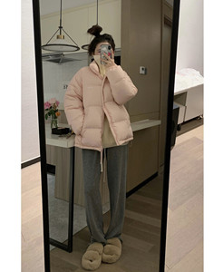 Veee韩系减龄冬季bi备 0压感保暖显瘦轻便型粉色中款短款羽绒服女