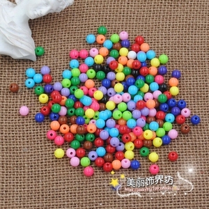 DIY幼儿园手工串珠配件材料6mm亚克力实色散珠圆珠糖果色彩色珠子