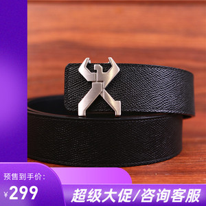 断码特惠劲霸男装2022秋真皮合金休闲简约针扣自动扣牛皮腰带皮带