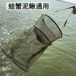 圆形折叠小鱼篓花瓶网笼简易平底螃蟹网兜加厚尼龙布鱼篓收口鱼护