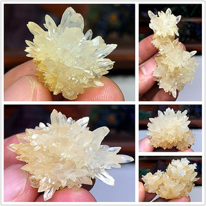 雪花结晶石原石双色方解石天然矿物奇石地质标本花状钟乳石摆件